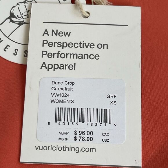 VUORI Dune Crop Swim Top Size XS Grapefruit Orange NEW Long Sleeve Rash Guard - Picture 3 of 10